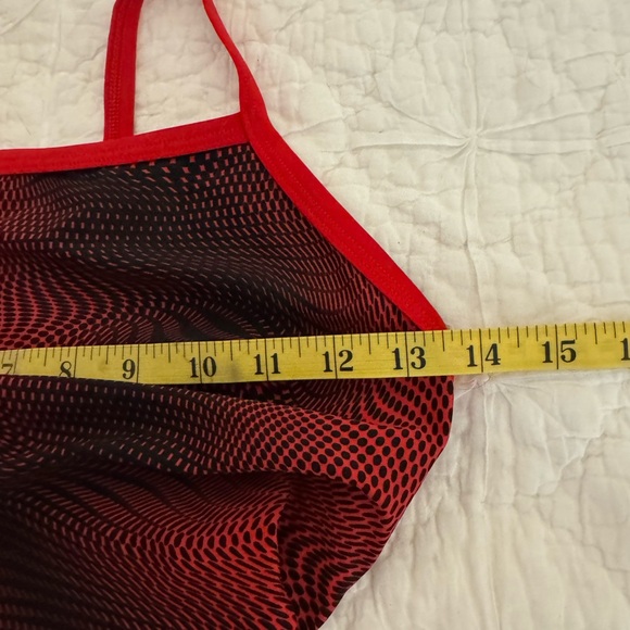 NWOT Speedo Swim One-Piece Swimsuit Red Black Size 8/34 - Picture 8 of 9